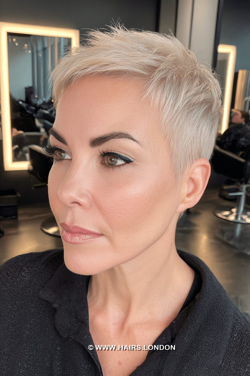Soft Frosted Platinum Pixie Hair