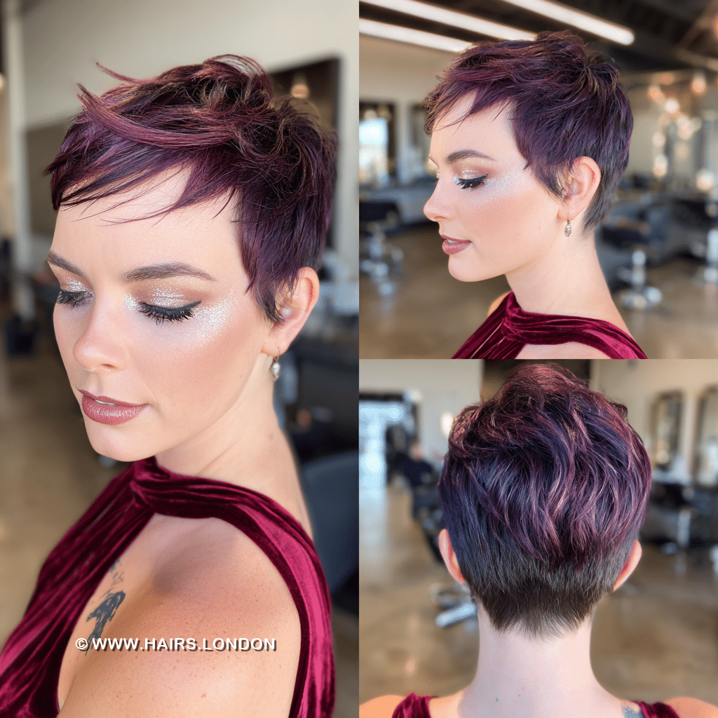 Plum Wine Burgundy Pixie Hair
