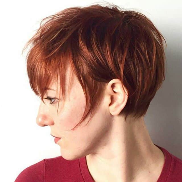 Copper layered pixie cut