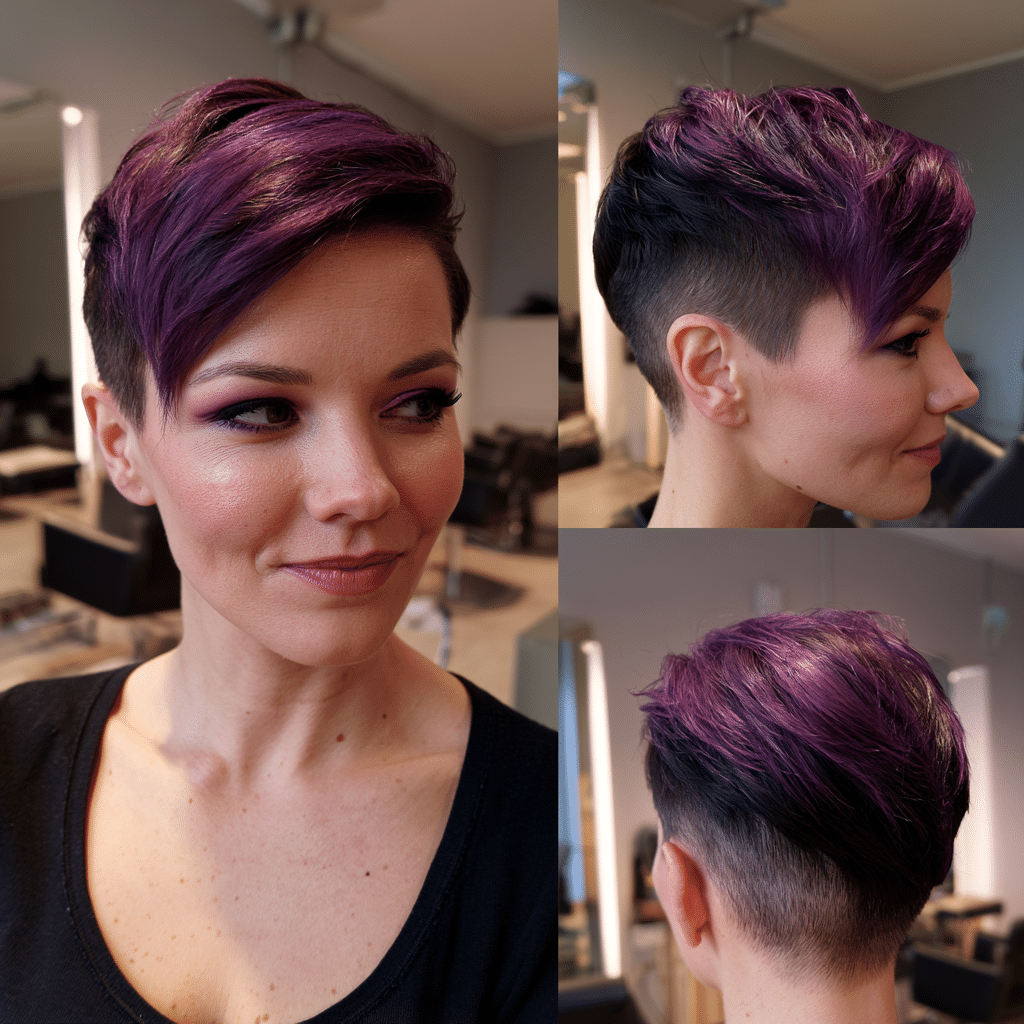 Deep Violet Plum Pixie Hair