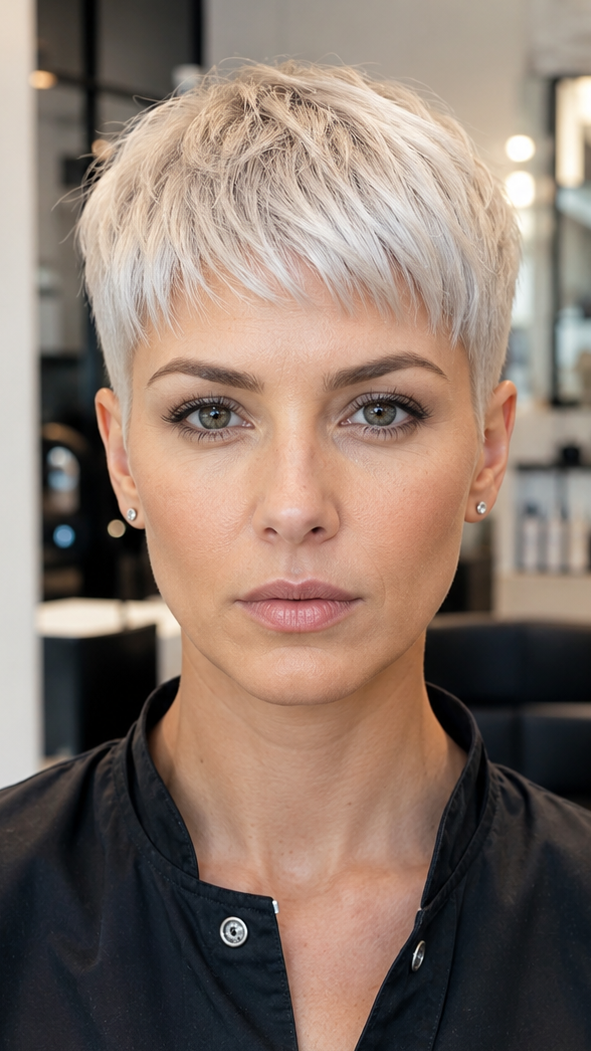 97 Edgy Short Pixie Cuts for Women Icy Platinum Frost Hair