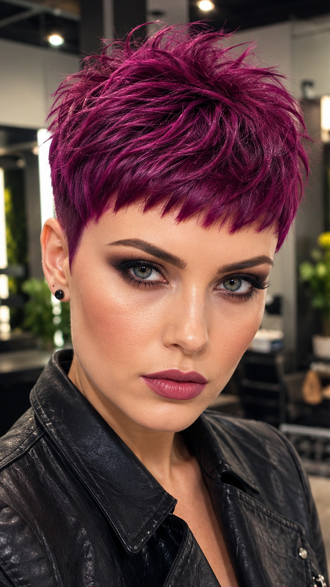97 Edgy Short Pixie Cuts for Women Electric Magenta Rebel Hair