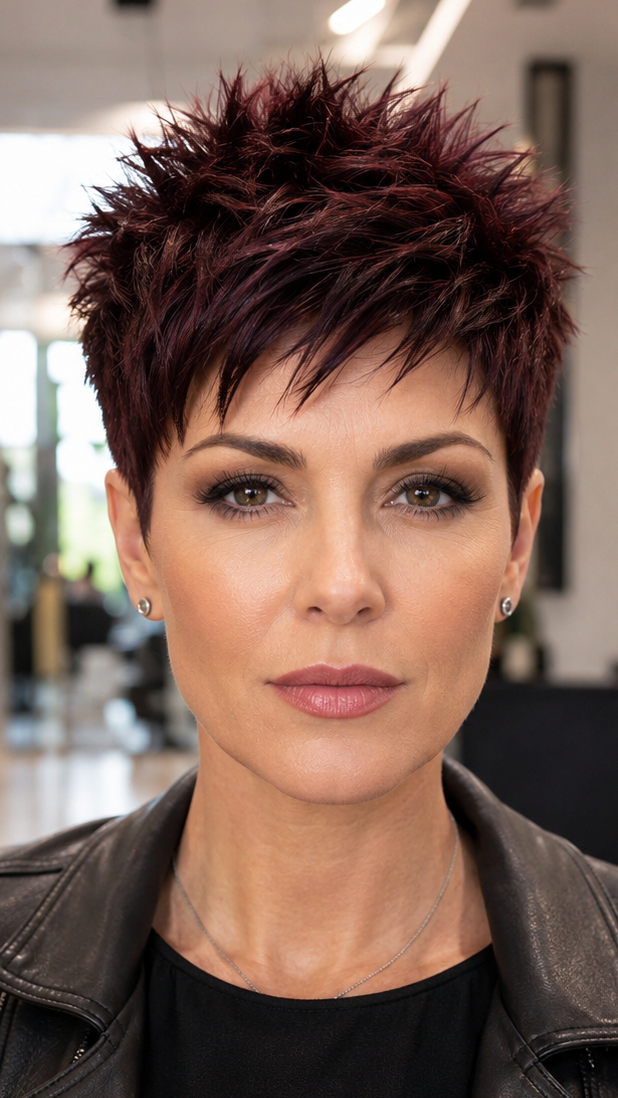97 Edgy Short Pixie Cuts for Women Black Cherry Merlot Hair