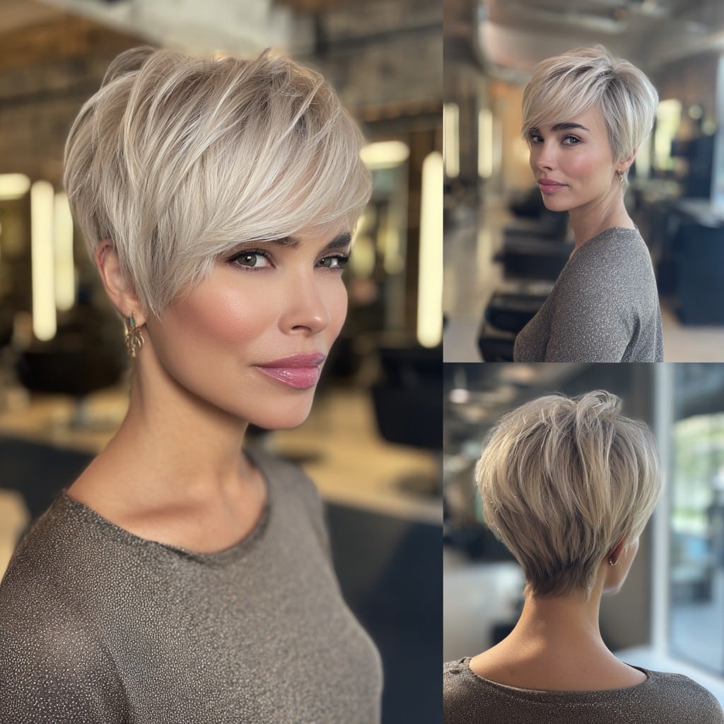 Ash Blonde Long Pixie Hair