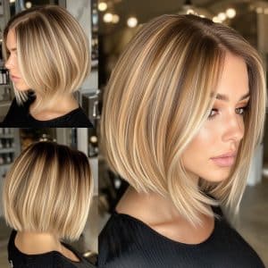 Blonde Balayage Inverted Bob Hair