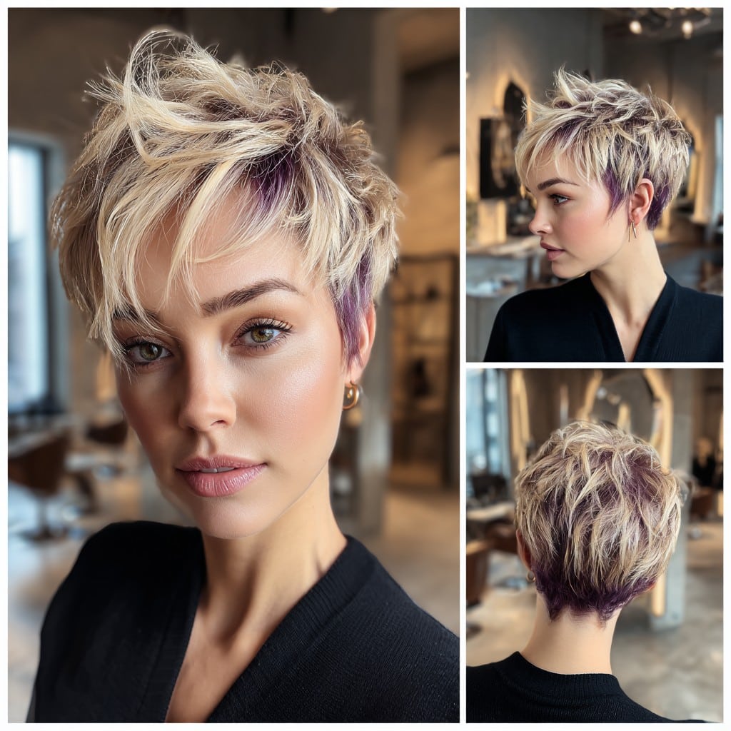 Blonde and Lavender Pixie Hair