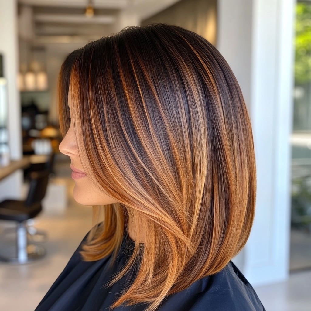Caramel Balayage Shoulder-Length Bob