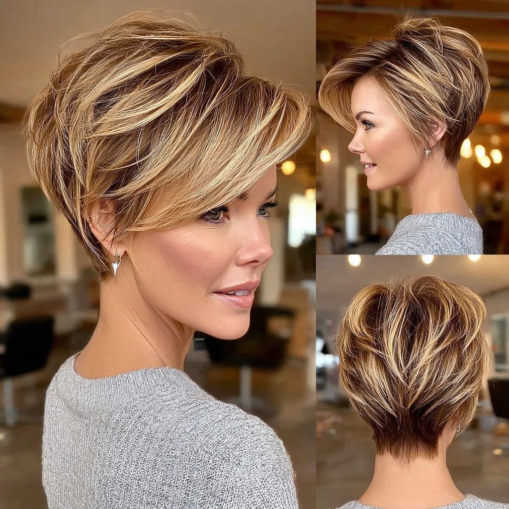 Caramel Blonde Pixie Bob Hair