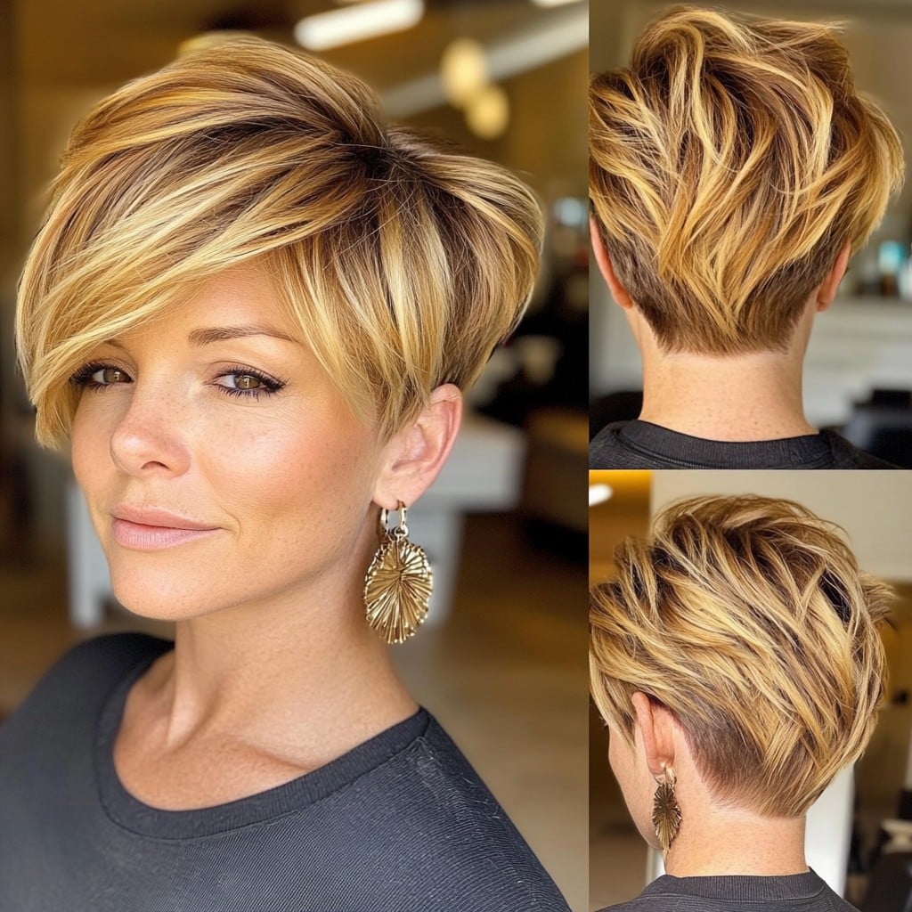 Caramel Blonde Pixie Hair