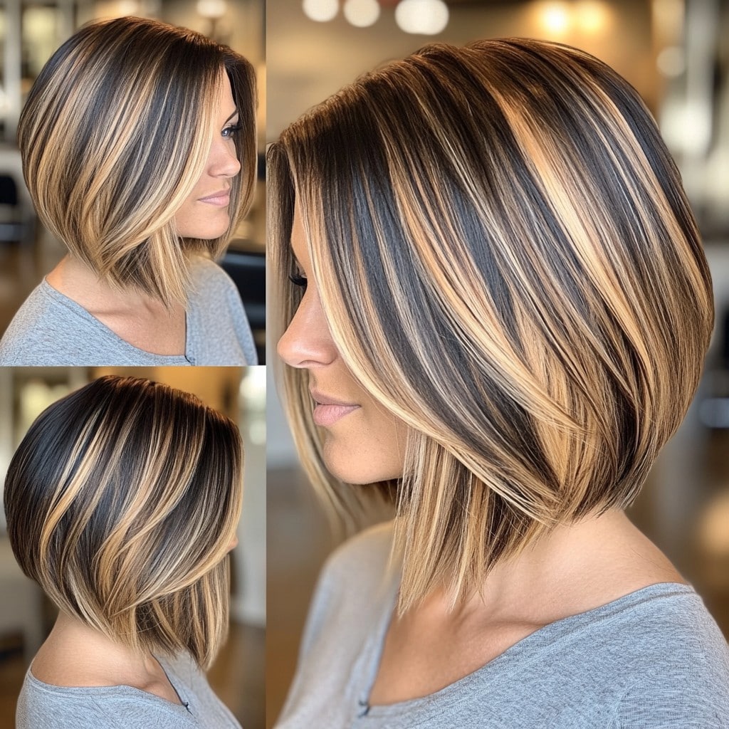 Caramel and Honey Blonde Highlighted Hair