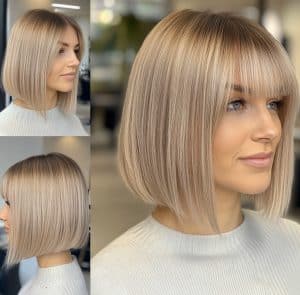 Creamy Ash Blonde Bob Hair