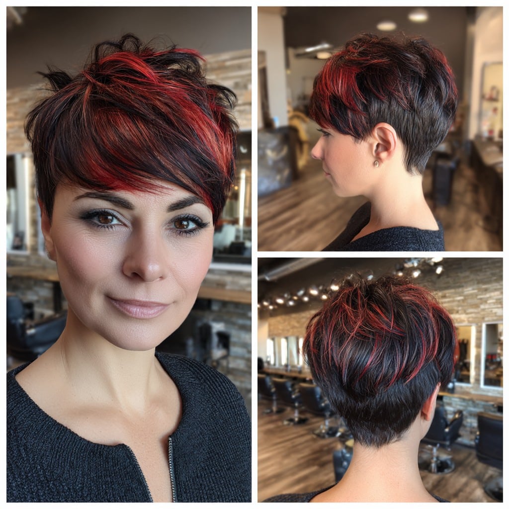Crimson Flame Pixie Hair