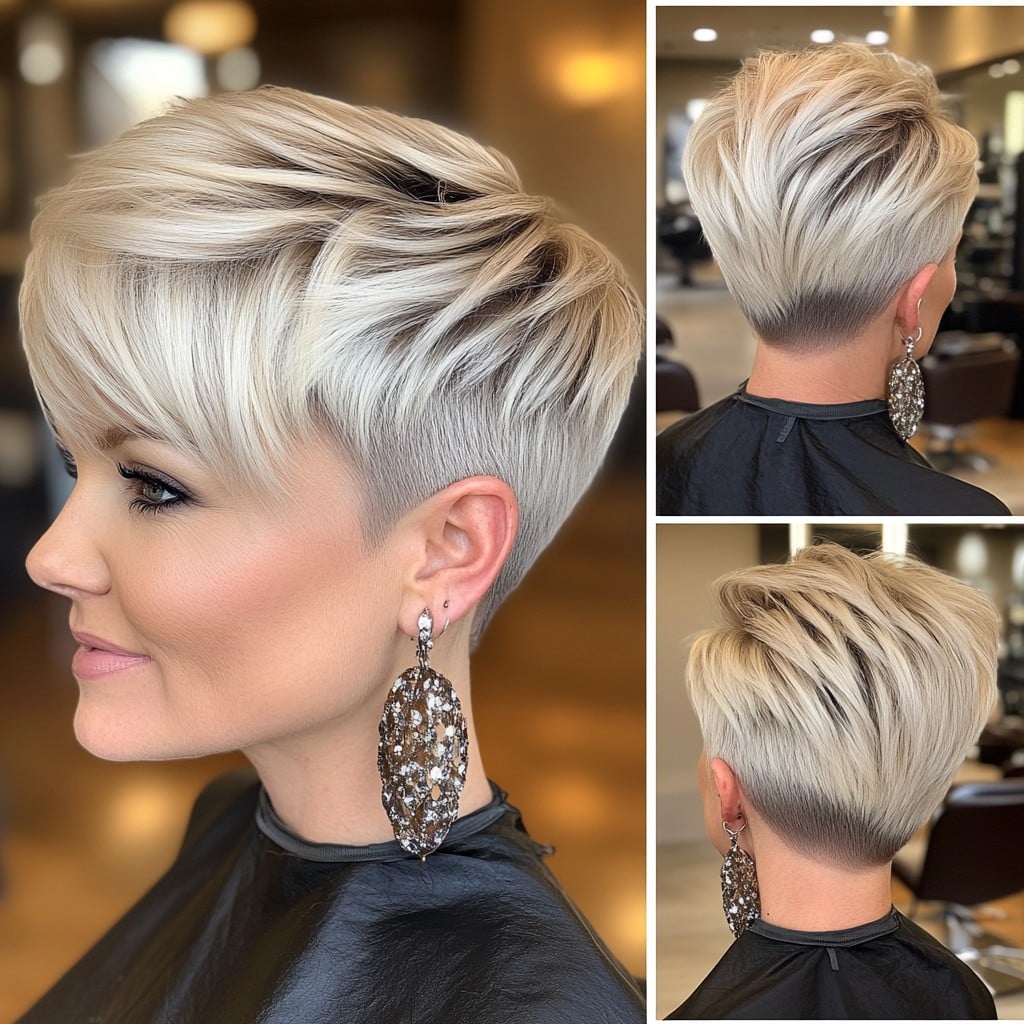 Edgy Platinum Pixie with Shadowed Undercut