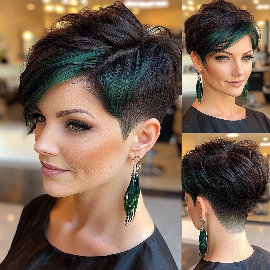 Emerald Streaked Pixie Hair