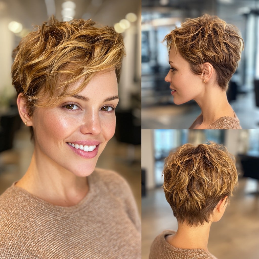 Golden Caramel Pixie Hair