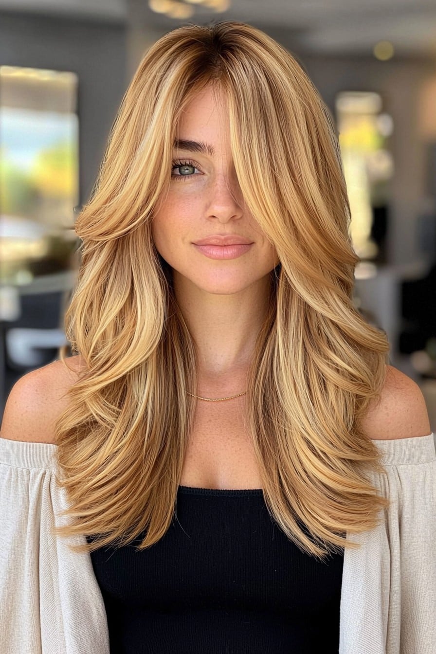 Honey Blonde Layered Hair