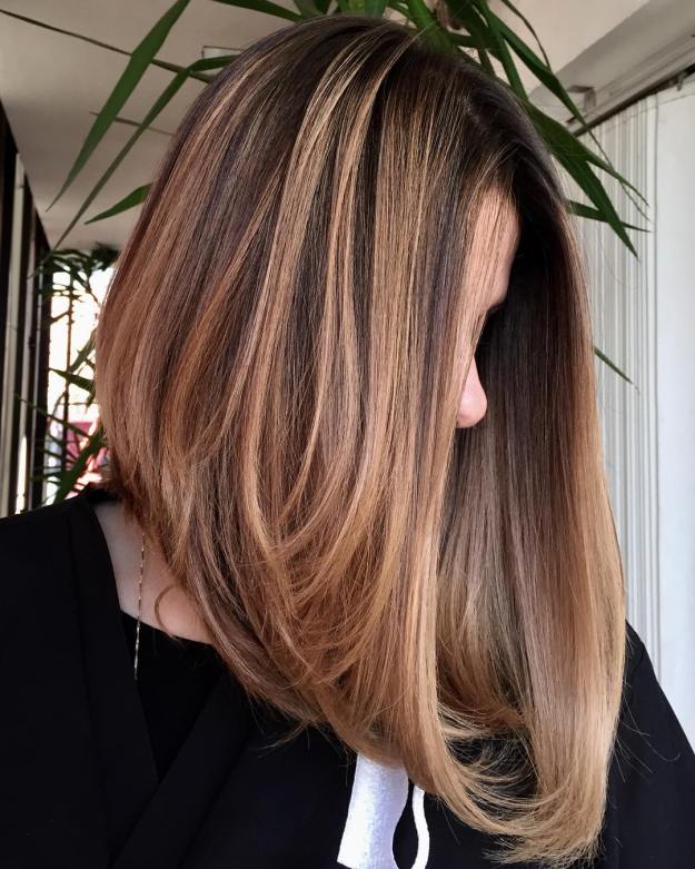 Honey-Blonde Long Inverted Bob