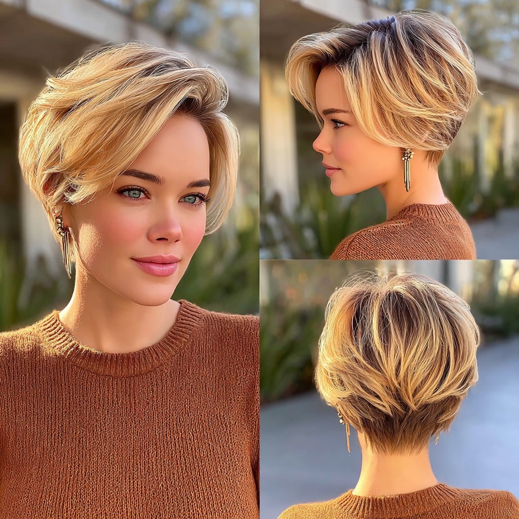 Honey Blonde Pixie Bob Hair