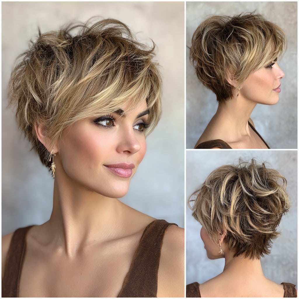 Honey Bronde Tousled Pixie Hair