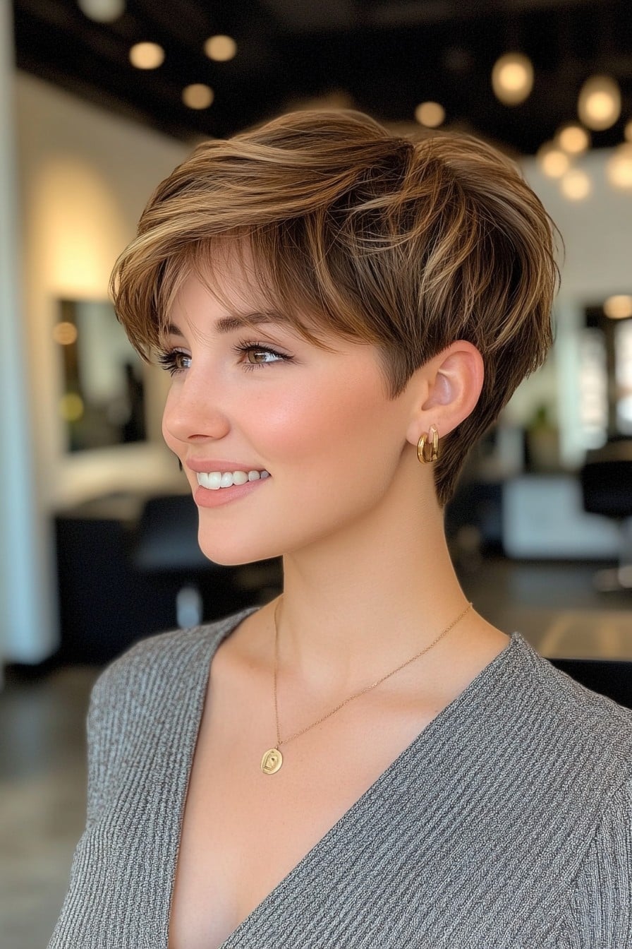 Honey Brunette Pixie Hair