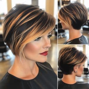 Honey Streaked Pixie Hair
