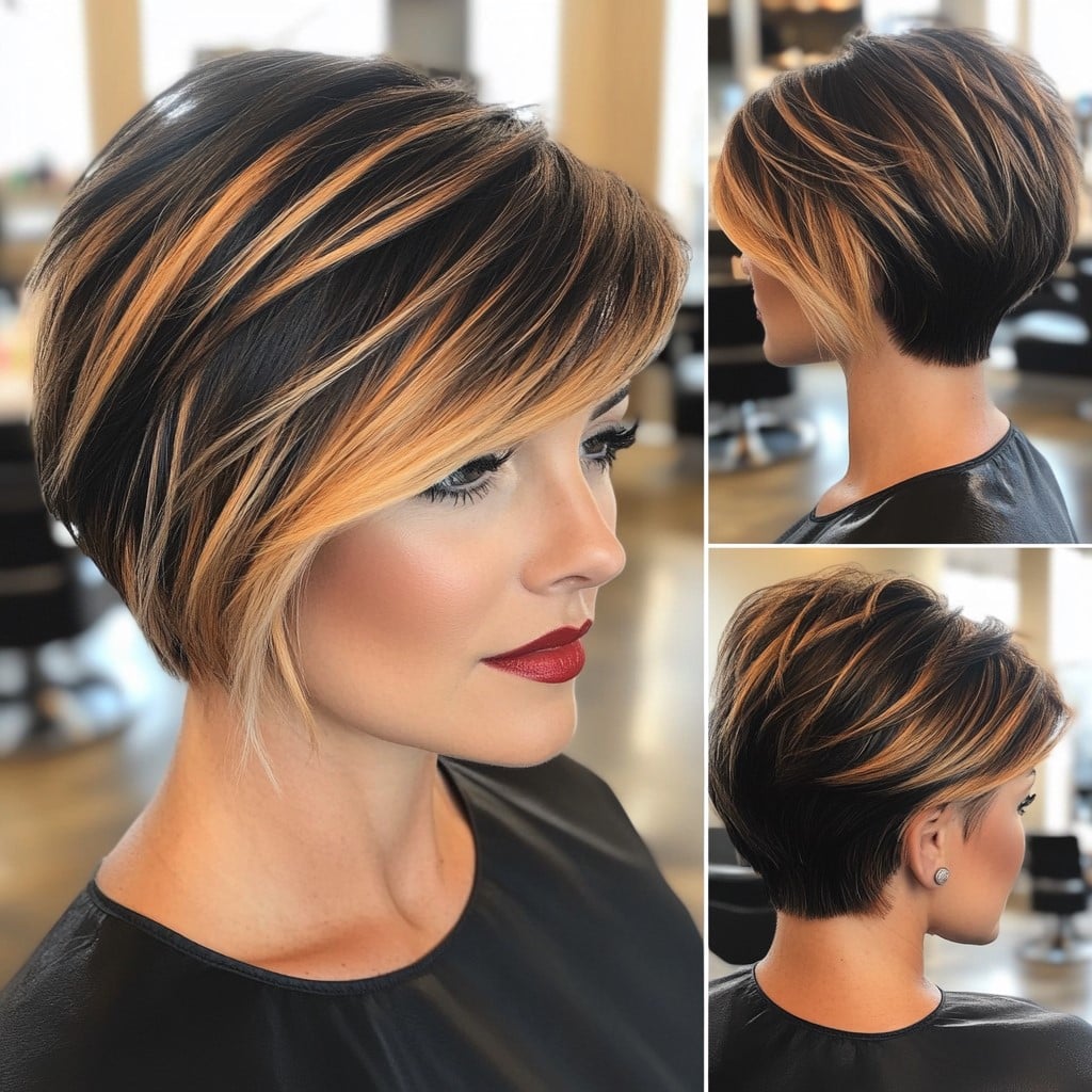 Honey Streaked Pixie Hair