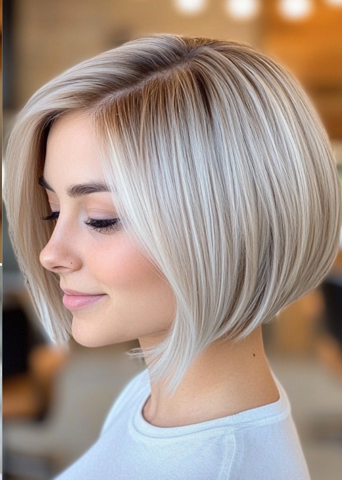Icy Blonde Graduated Bob