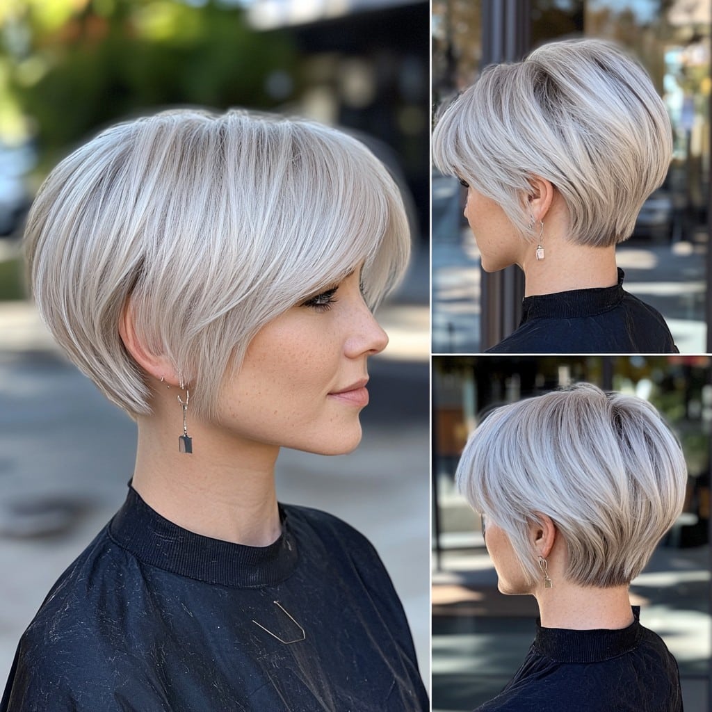 Icy Blonde Pixie Bob with Feathered Layers
