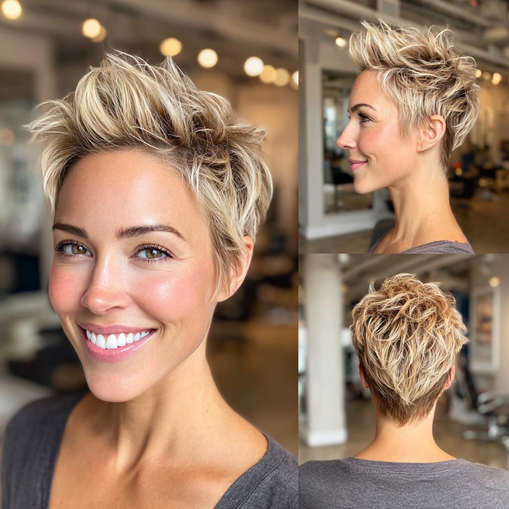 Icy Blonde Textured Pixie Hair