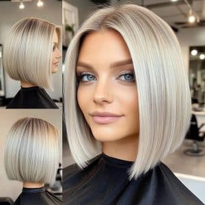 Icy Platinum Bob Hair