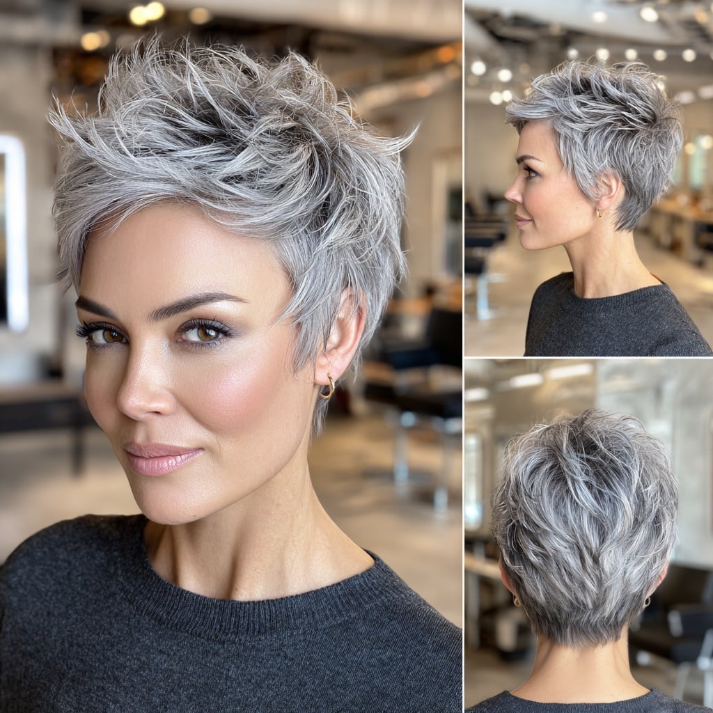 Icy Silver Pixie Hair