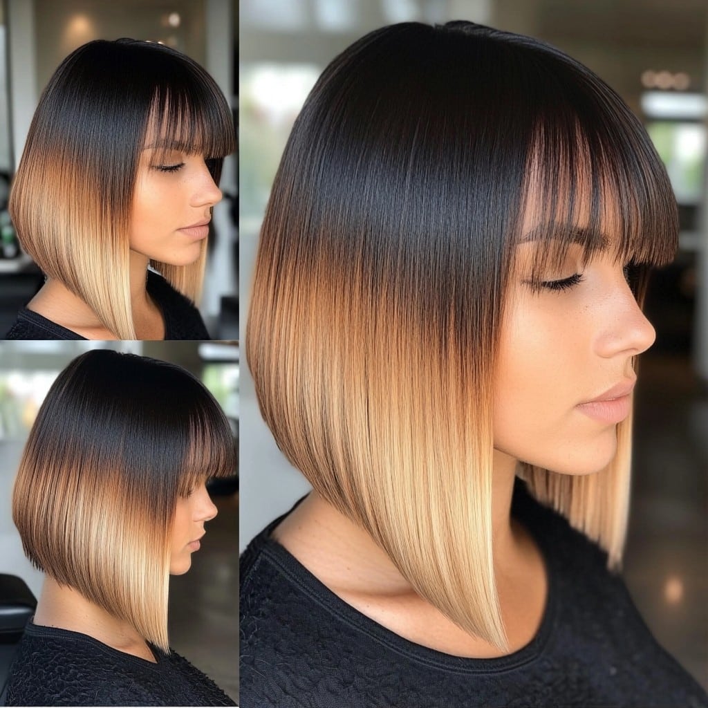 Midnight to Honey Ombre Hair