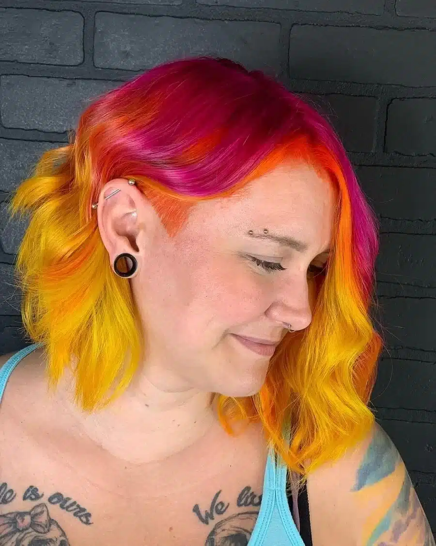 Multicolored Wavy Bob