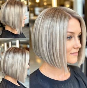 Platinum Blonde Inverted Bob Hair