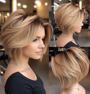 Rooted Honey Blonde Bob Hair