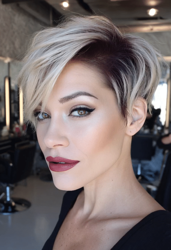 Smoky Rooted Platinum Blonde Hair