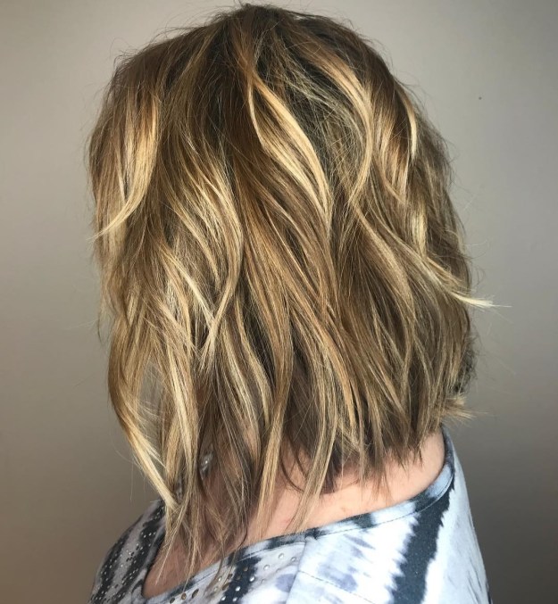 Shaggy shoulder length Bob with Highlights