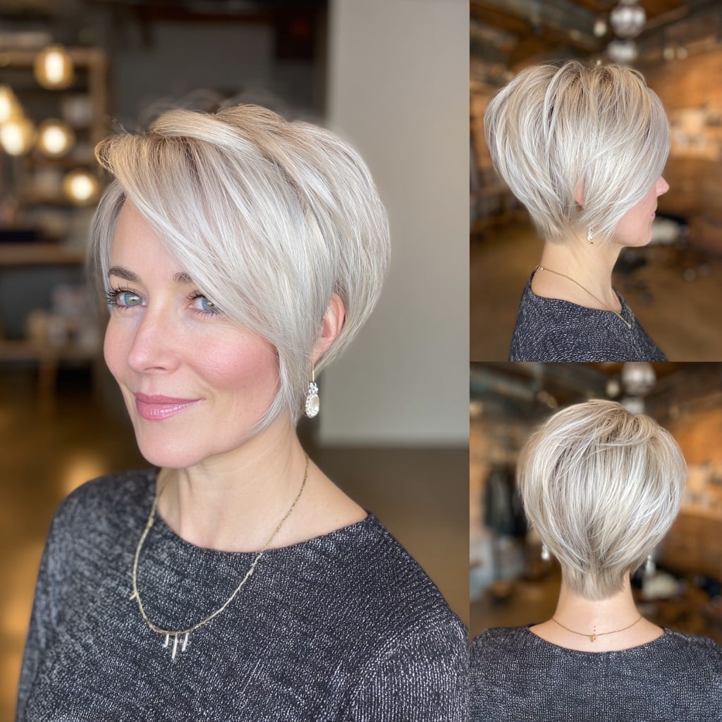 Silver Blonde Long Pixie Hair