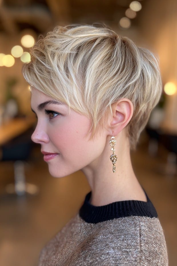 Soft Blonde Highlighted Pixie Hair