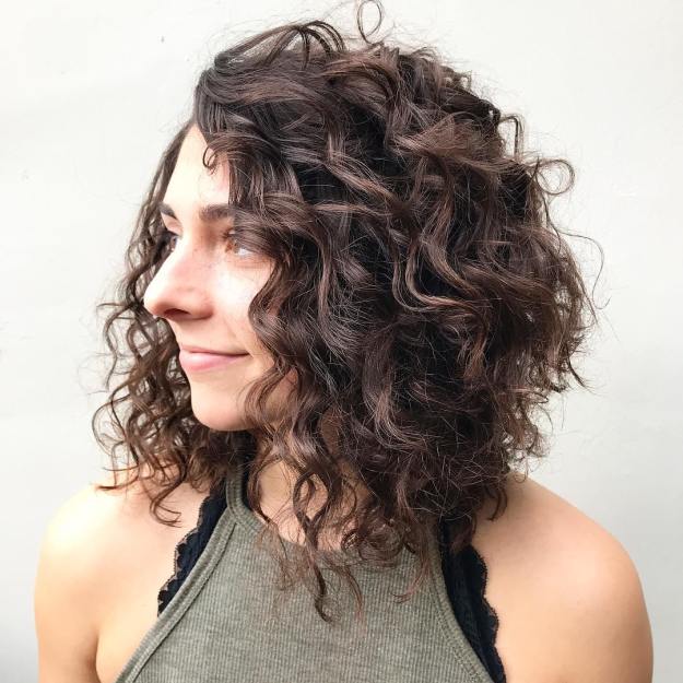 Super-Curly Side Parted Bob
