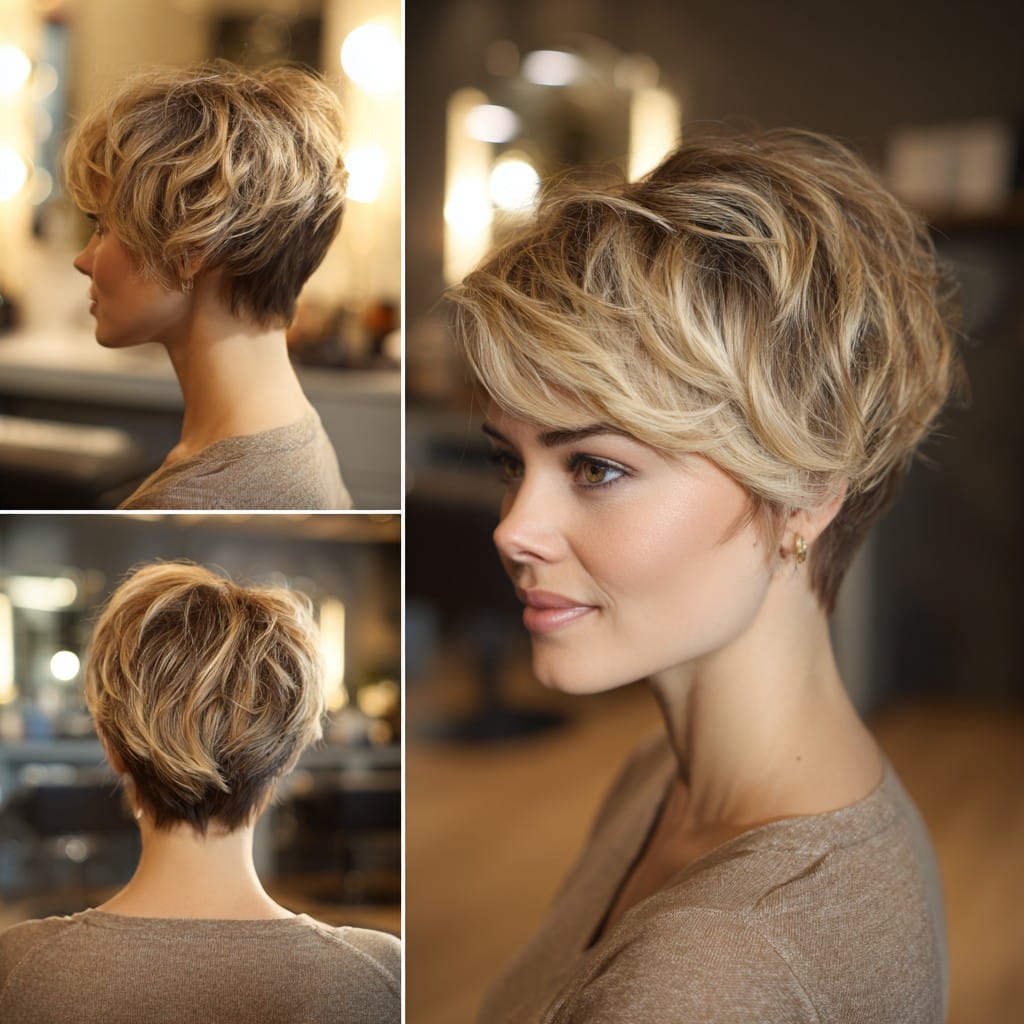 Textured Blonde Pixie Bob Hair