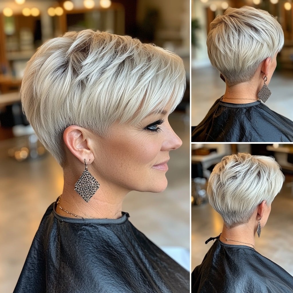 Textured Platinum Pixie with Tapered Back