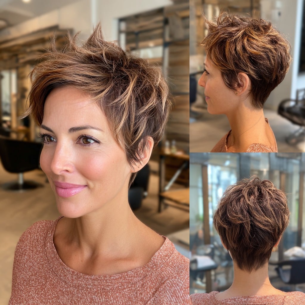 Toffee Brown Pixie Hair
