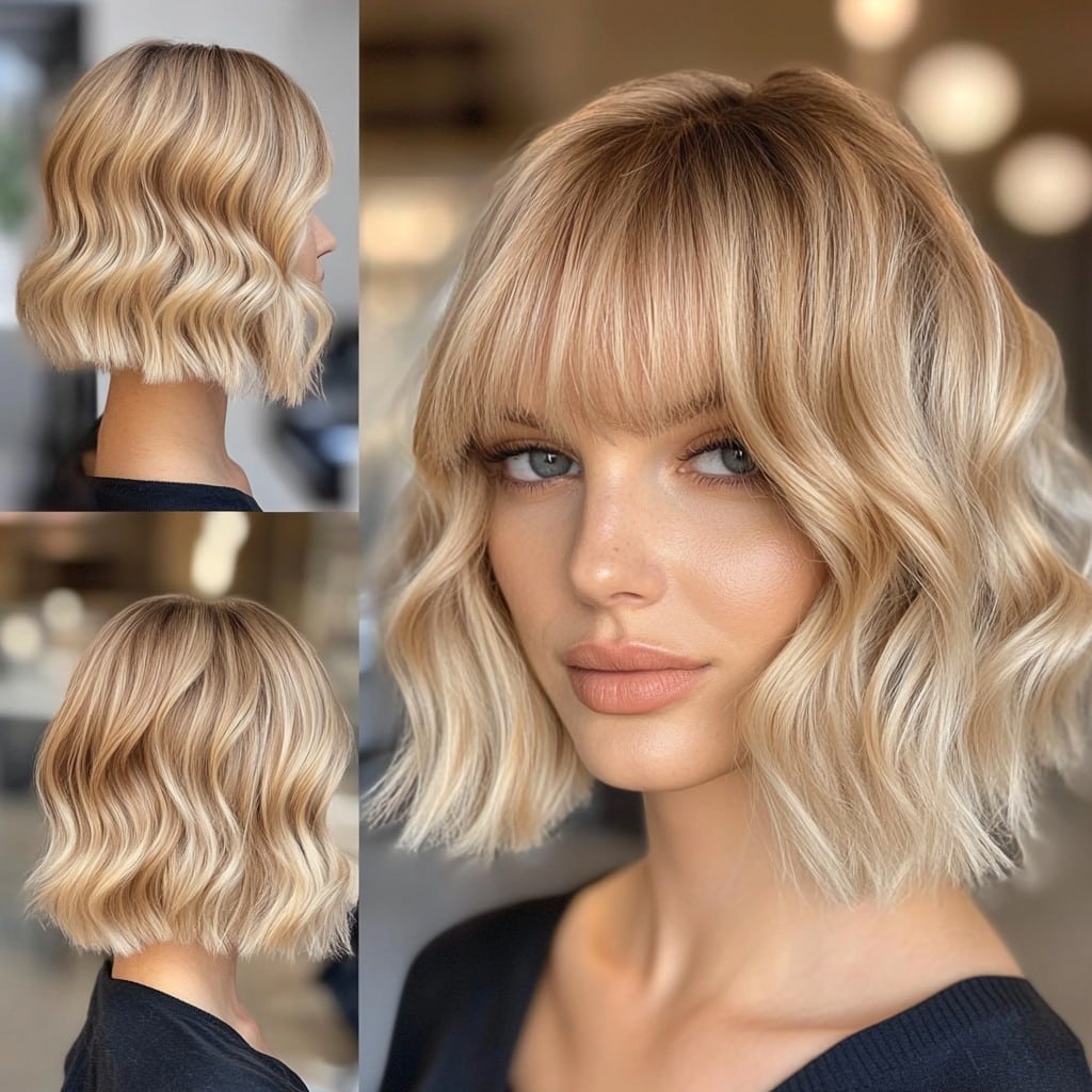 Vanilla Blonde Wavy Bob Hair