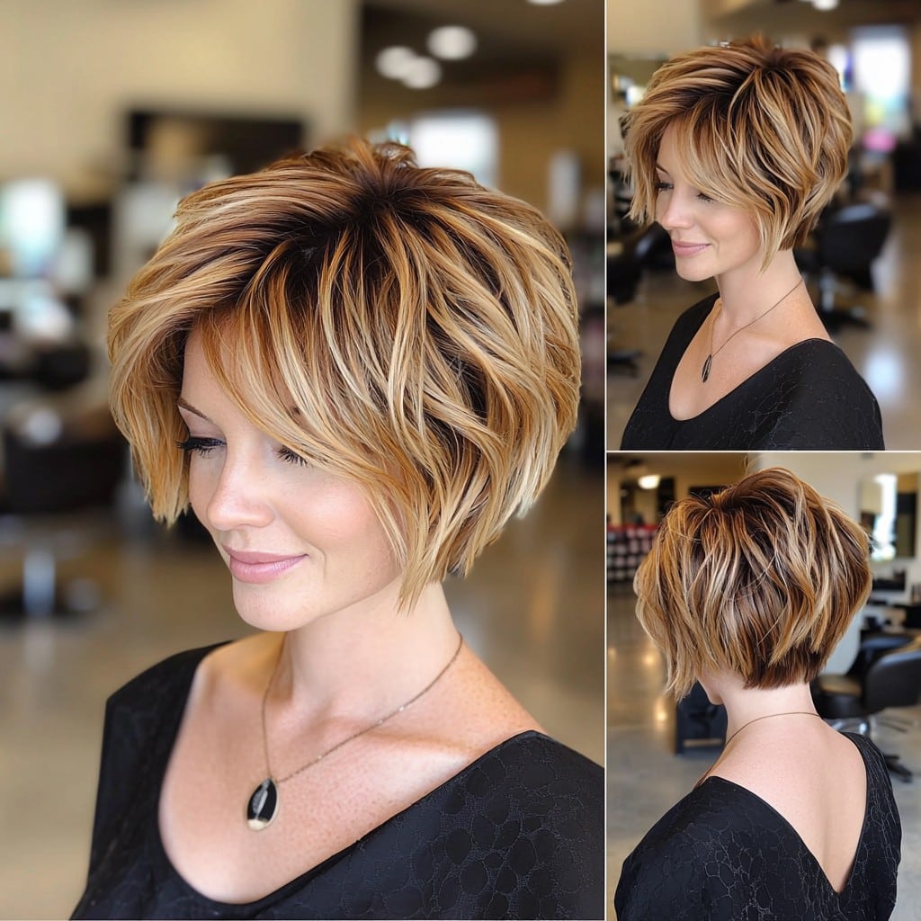 Warm Caramel Pixie Bob Hair
