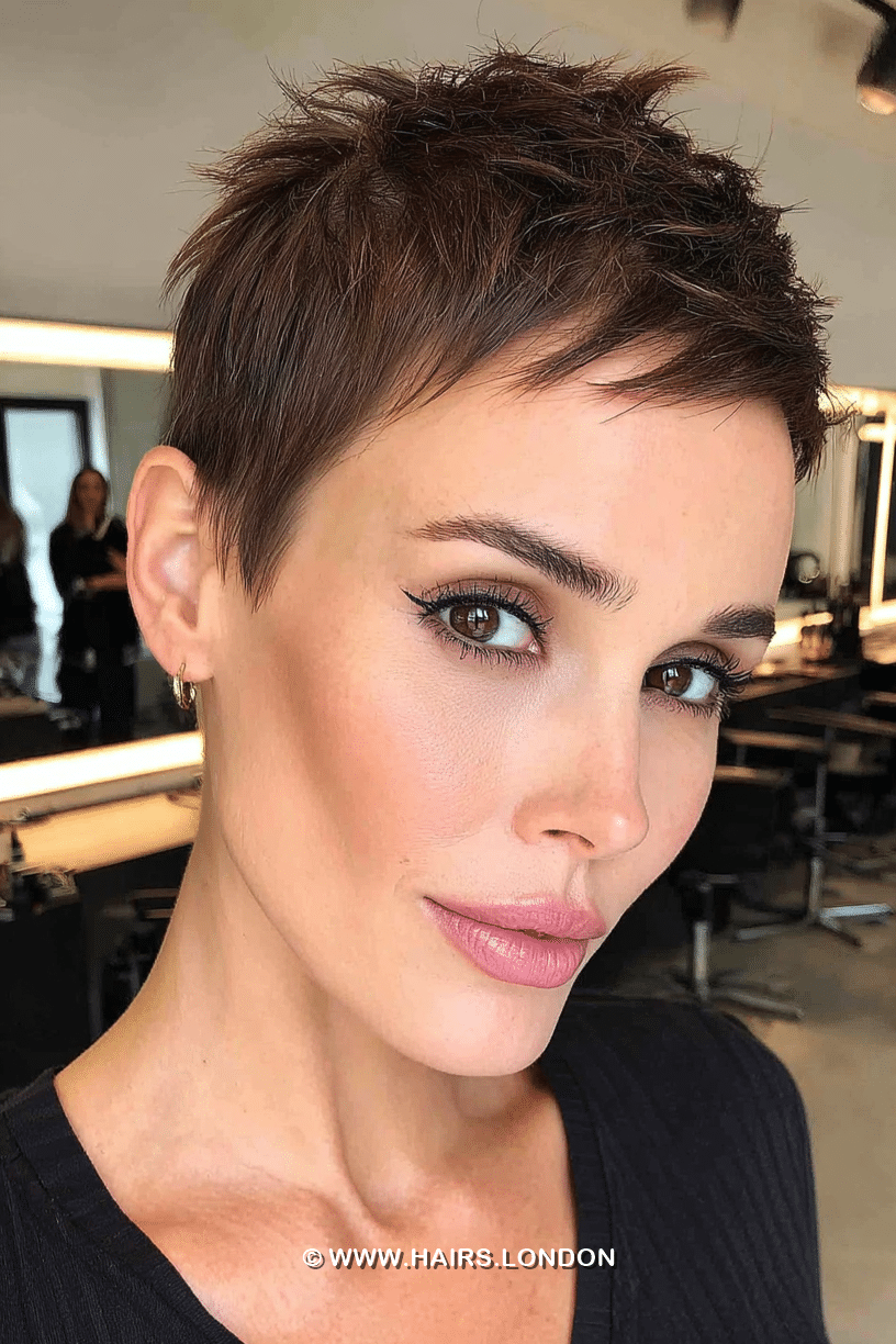 Warm Espresso Brown Pixie Hair