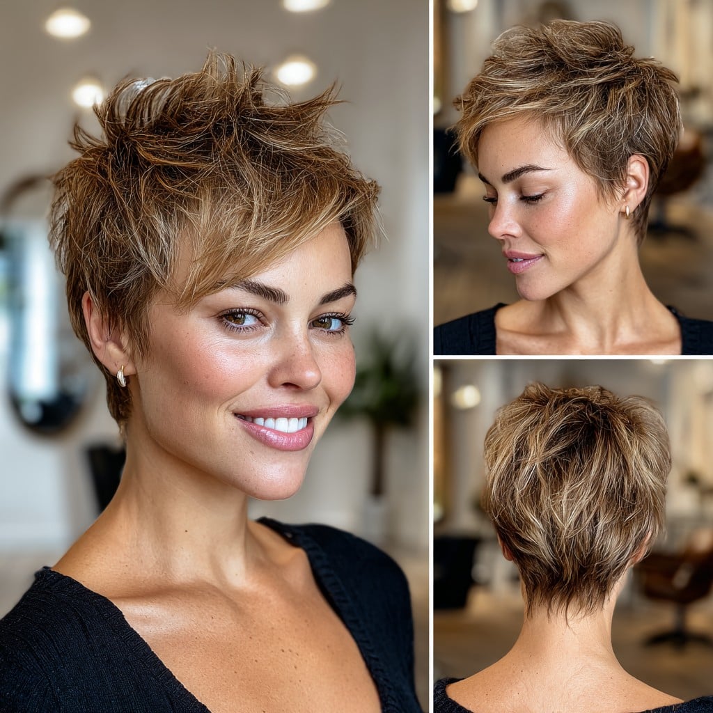 Warm Honey Blonde Pixie Hair