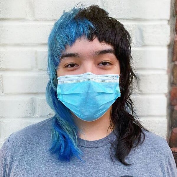 a woman wearing a surgical facemask