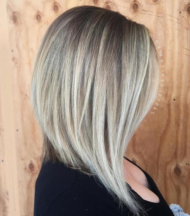 Angled Long Blonde Bob