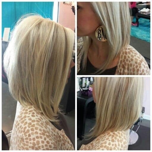 angled long bob hairstyle for women